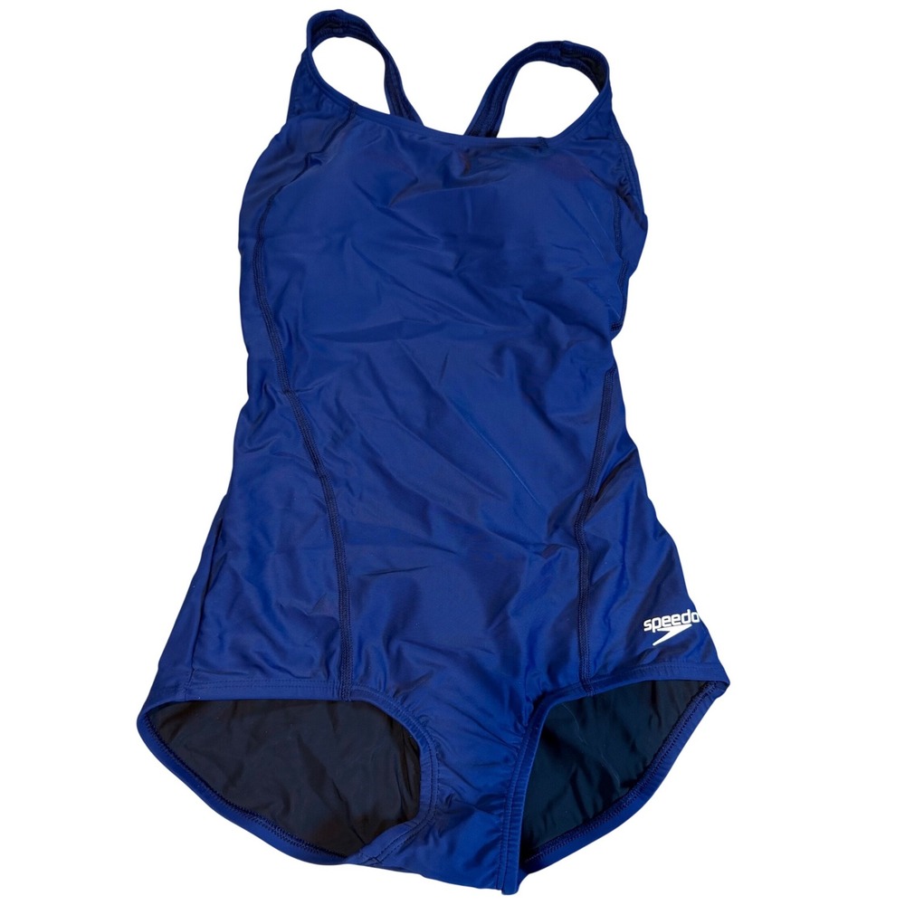 Speedo Womens Conservative Cut One Piece Swimsuit Navy Blue Size 6 87235031434